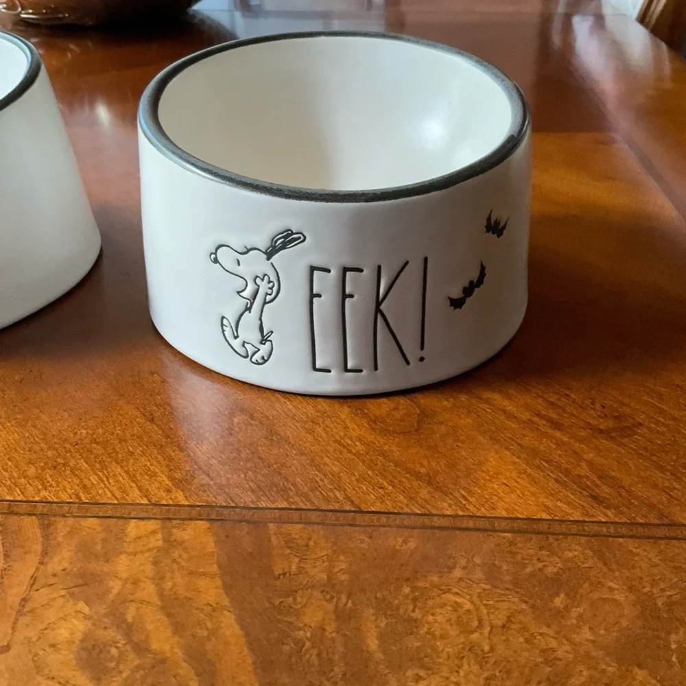 NWT SNOOPY “EEK” Rae Dunn x Peanuts Halloween Dog Dish, Raised, small